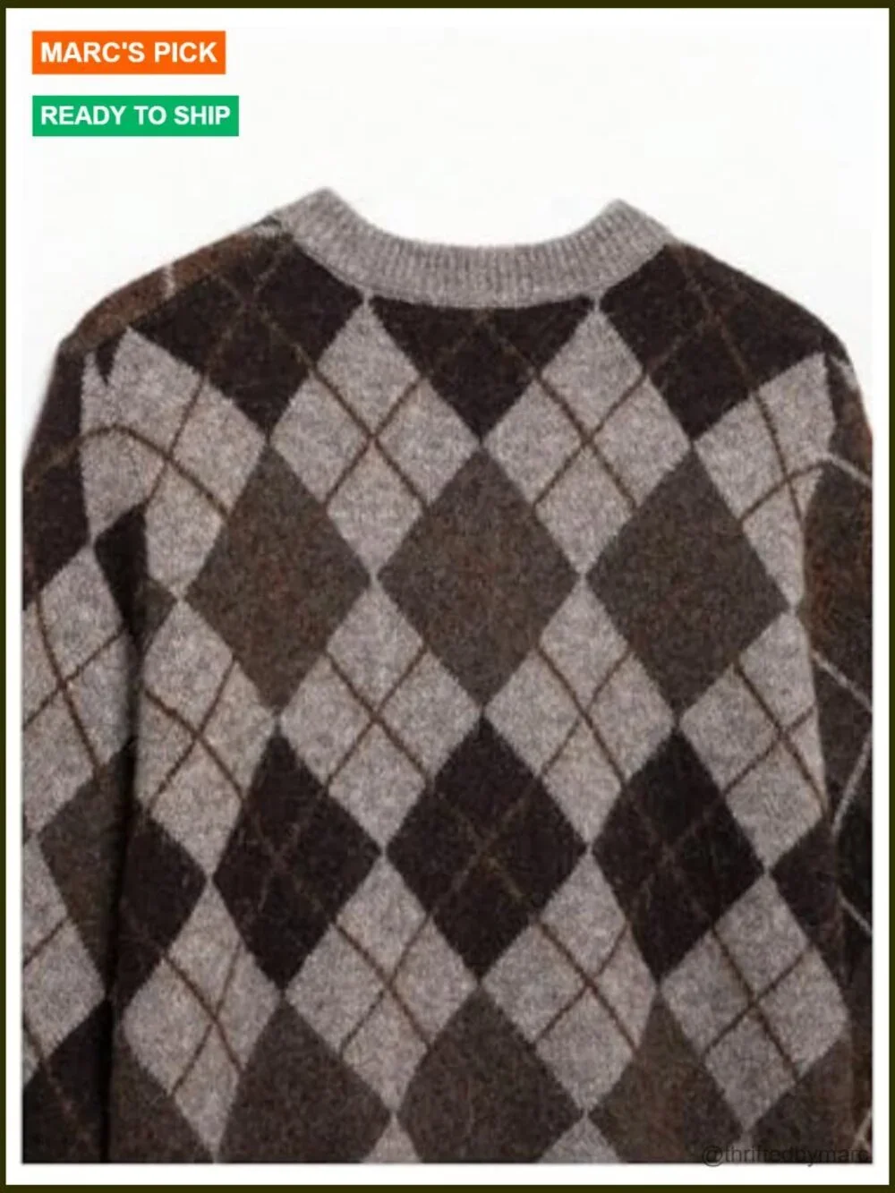 Argyle Cardigan Sweater Long Sleeve Button Down Knitwear
